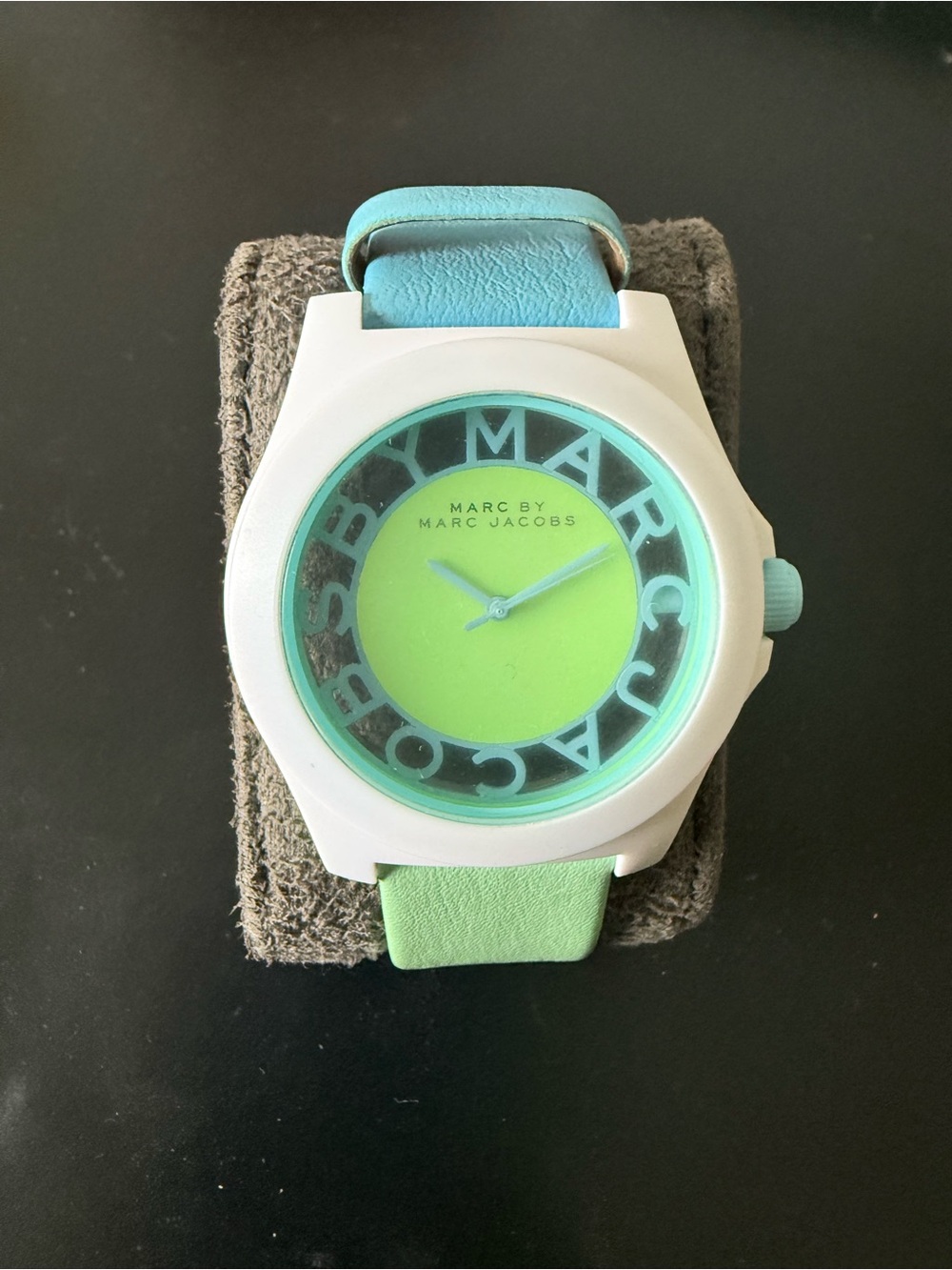 Marc by Marc Jacobs Lime Green & Teal Leather Strap Watch